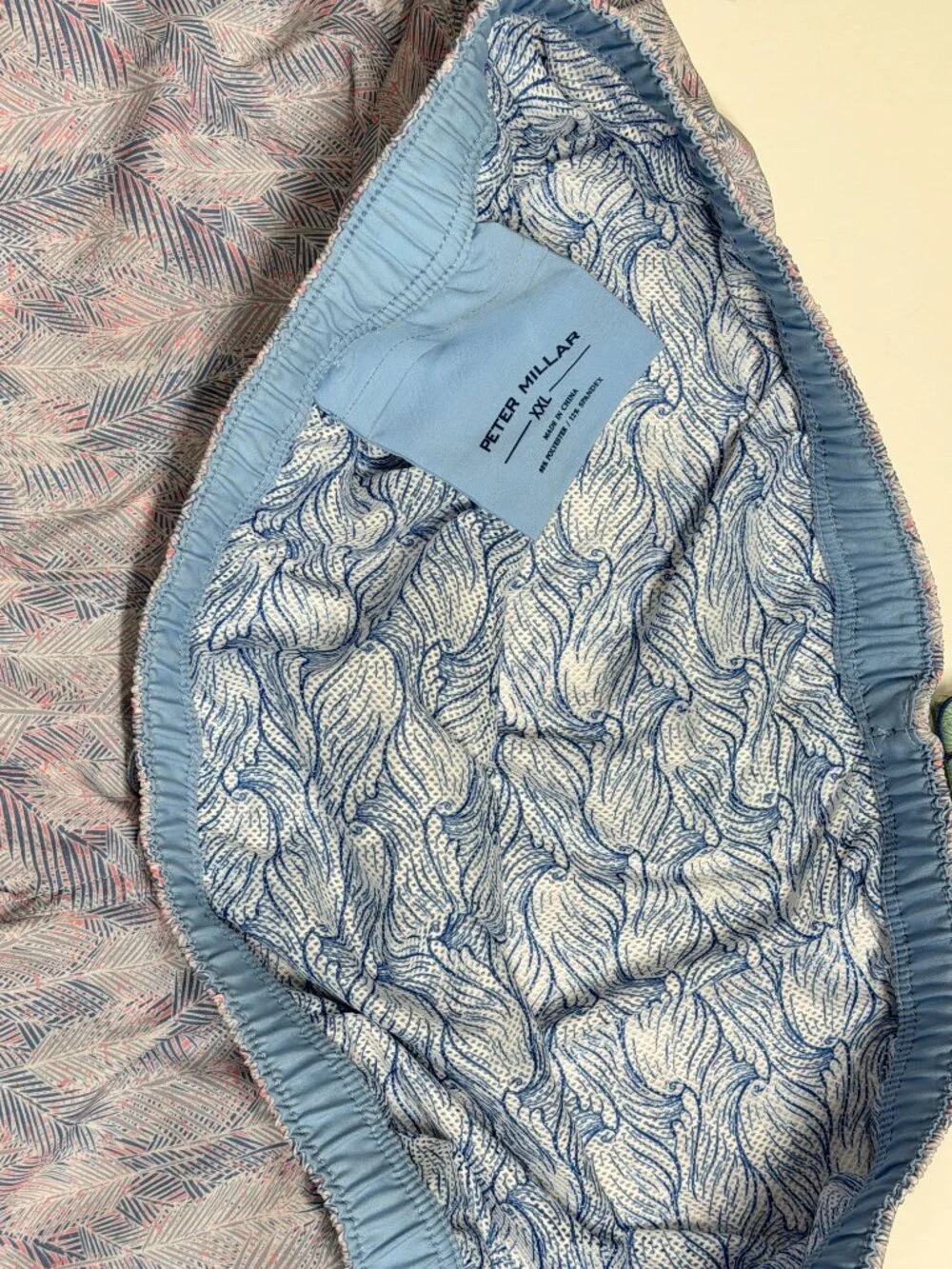 Peter Millar Swim Trunks With Coozie - Leaf Print - Violet Shades  - XXL